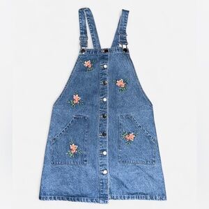 Rue 21 NWT floral embroidered denim overall dress size S
